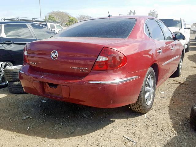 2G4WD582261213087 - 2006 BUICK LACROSSE C BURGUNDY photo 4