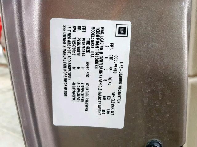 1G3GR64H114136073 - 2001 OLDSMOBILE AURORA TAN photo 10