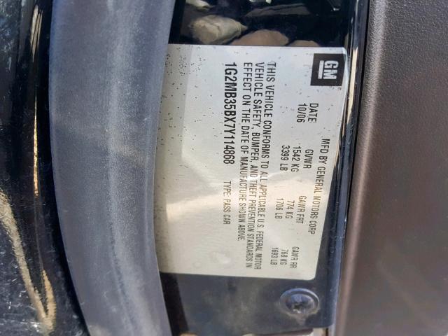 1G2MB35BX7Y114868 - 2007 PONTIAC SOLSTICE BLACK photo 10