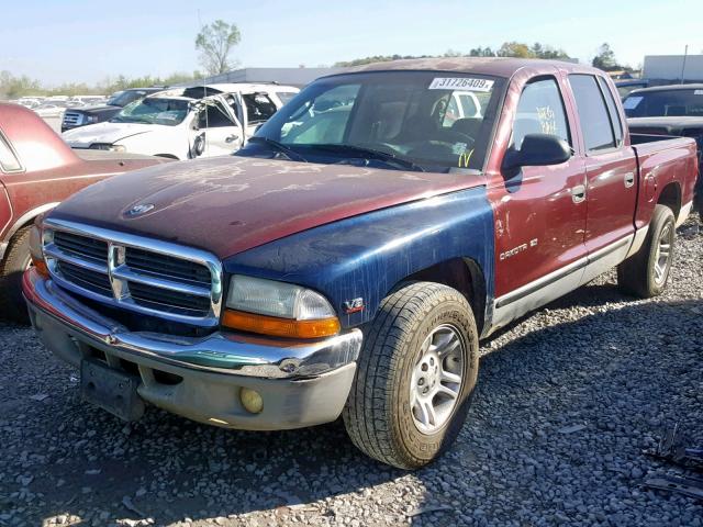 1B7HL2AN41S274274 - 2001 DODGE DAKOTA QUA MAROON photo 2