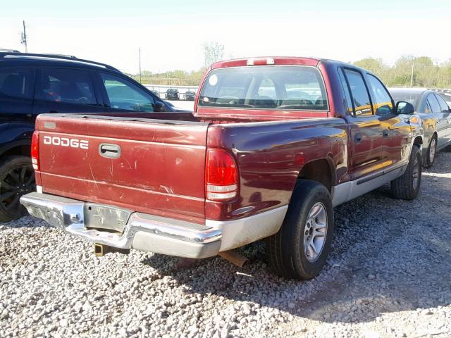 1B7HL2AN41S274274 - 2001 DODGE DAKOTA QUA MAROON photo 4