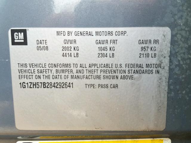 1G1ZH57B284292641 - 2008 CHEVROLET MALIBU 1LT 灰色 照片 10