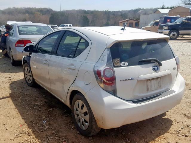 JTDKDTB31C1502245 - 2012 TOYOTA PRIUS C WHITE photo 3