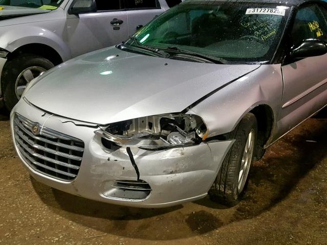 1C3EL75R04N321532 - 2004 CHRYSLER SEBRING GT SILVER photo 9