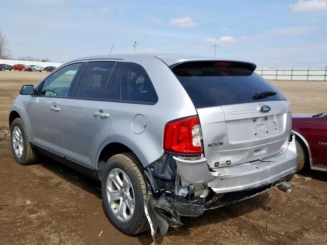 2FMDK3JC5EBA29565 - 2014 FORD EDGE SEL SILVER photo 3