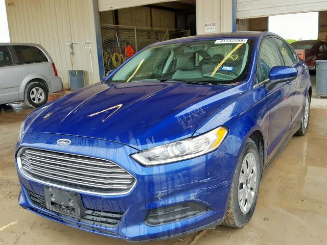 1FA6P0G77E5351819 - 2014 FORD FUSION S BLUE photo 2