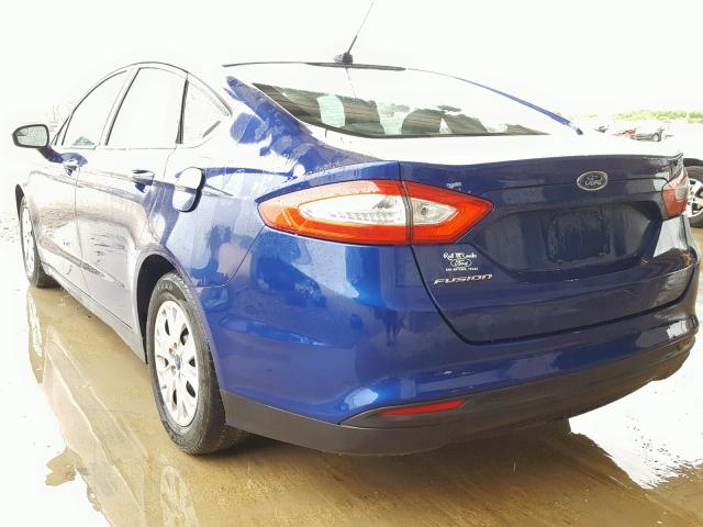 1FA6P0G77E5351819 - 2014 FORD FUSION S BLUE photo 3