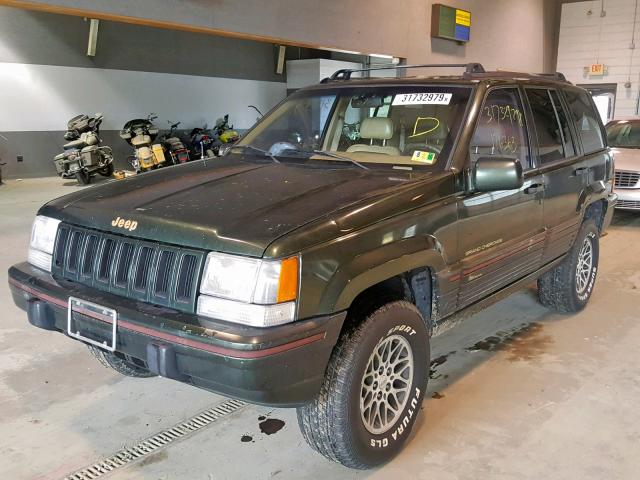 1J4GZ78Y6SC537166 - 1995 JEEP GRAND CHER GREEN photo 2