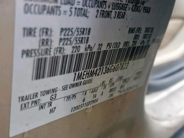 1MEHM42136G607822 - 2006 MERCURY MONTEGO PR 棕色 照片 10