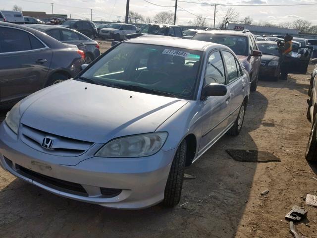 1HGES16345L030293 - 2005 HONDA CIVIC DX V SILVER photo 2