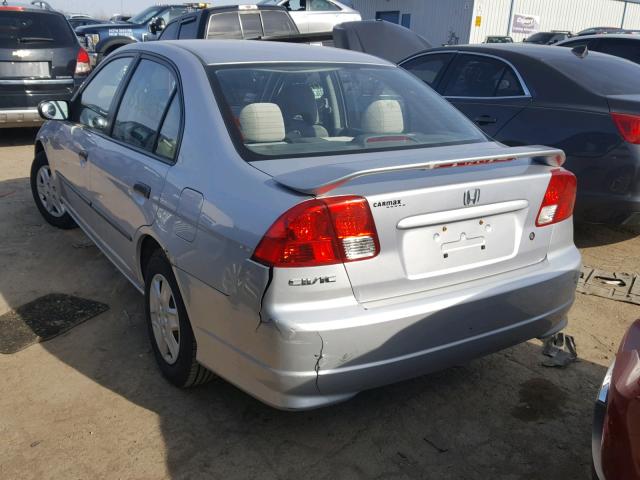 1HGES16345L030293 - 2005 HONDA CIVIC DX V SILVER photo 3