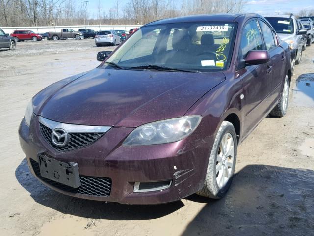 JM1BK12G781848272 - 2008 MAZDA 3 I BURGUNDY photo 2