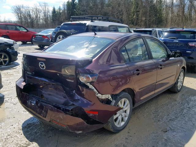 JM1BK12G781848272 - 2008 MAZDA 3 I BURGUNDY photo 4