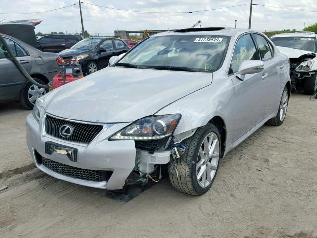 JTHCF5C21C5060459 - 2012 LEXUS IS 250 SILVER photo 2