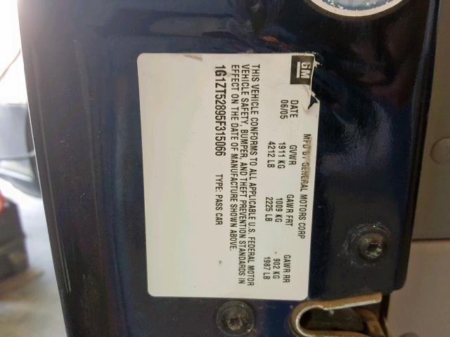 1G1ZT52895F315066 - 2005 CHEVROLET MALIBU LS BLUE photo 10