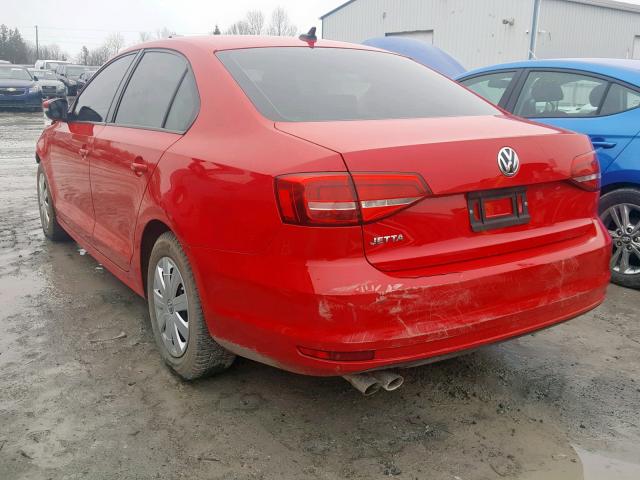 3VW2K7AJ3FM302517 - 2015 VOLKSWAGEN JETTA BASE RED photo 3