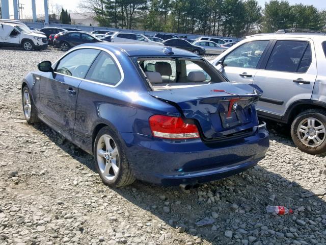 WBAUP9C56BVL90923 - 2011 BMW 128 I BLUE photo 3