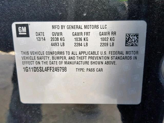 1G11D5SL4FF249798 - 2015 CHEVROLET MALIBU 2LT BLACK photo 10