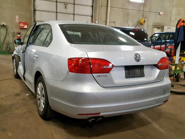 3VW2K7AJ6DM206443 - 2013 VOLKSWAGEN JETTA BASE SILVER photo 3