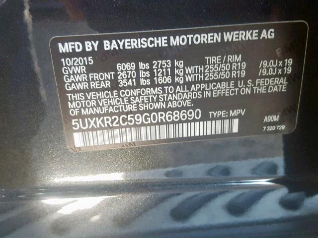 5UXKR2C59G0R68690 - 2016 BMW X5 SDRIVE3 BLACK photo 10