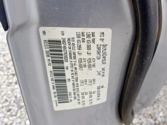 2A8GF48X37R299269 - 2007 CHRYSLER PACIFICA SILVER photo 10