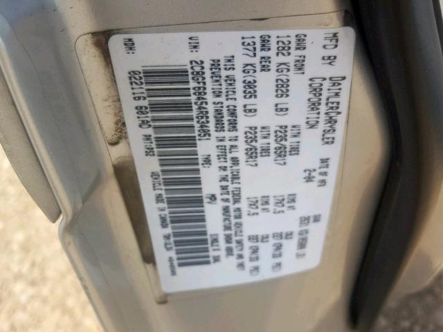 2C8GF68454R634051 - 2004 CHRYSLER PACIFICA GRAY photo 10