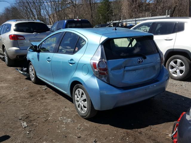 JTDKDTB37E1061675 - 2014 TOYOTA PRIUS C TURQUOISE photo 3