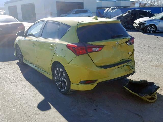 JTNKARJE0GJ520137 - 2016 TOYOTA SCION IM YELLOW photo 3