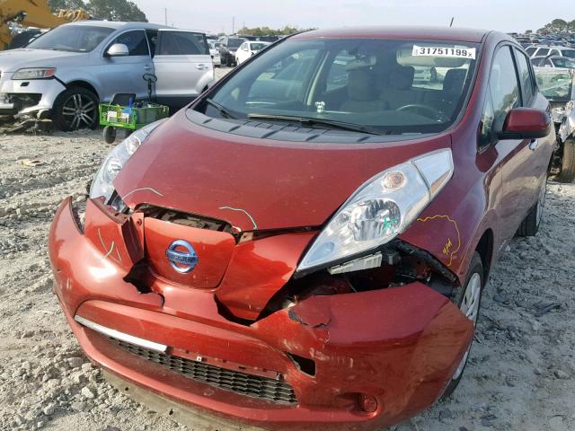 1N4AZ0CP6FC327860 - 2015 NISSAN LEAF S RED photo 2