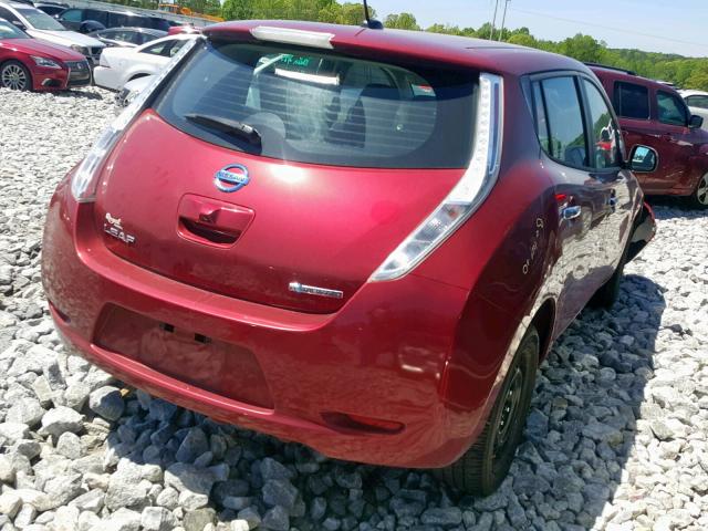 1N4AZ0CP6FC327860 - 2015 NISSAN LEAF S RED photo 4