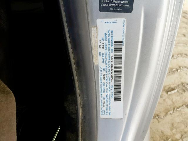 3VWDD21CX3M419224 - 2003 VOLKSWAGEN NEW BEETLE Gümüş foto 10