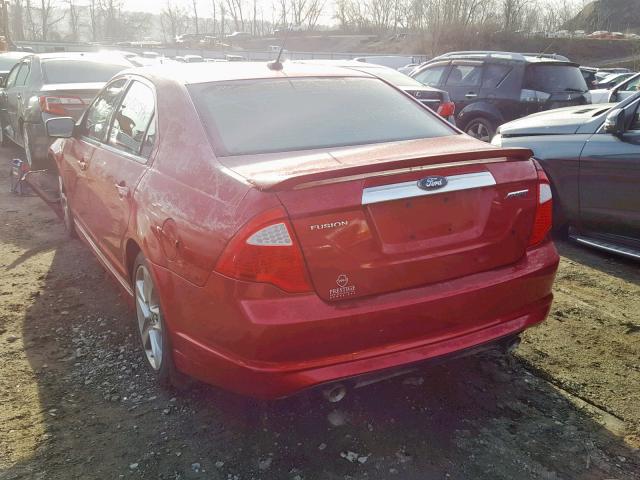 3FAHP0KC0AR342805 - 2010 FORD FUSION SPO RED photo 3