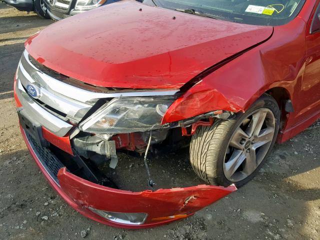 3FAHP0KC0AR342805 - 2010 FORD FUSION SPO RED photo 9