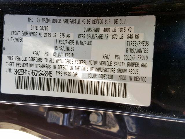 3MZBM1X76GM248845 - 2016 MAZDA 3 GRAND TO BLUE photo 10