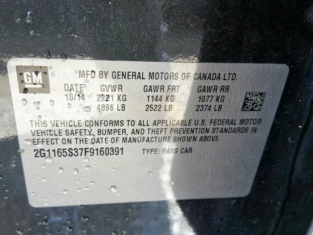 2G1165S37F9160391 - 2015 CHEVROLET IMPALA LTZ GRAY photo 10