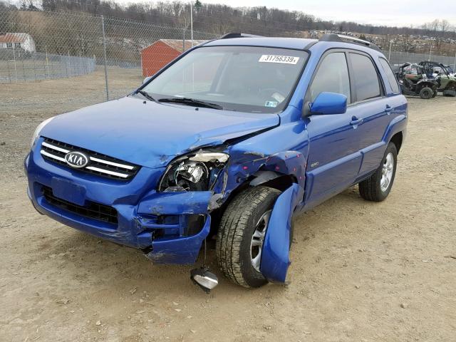 KNDJE723277345389 - 2007 KIA SPORTAGE E BLUE photo 2