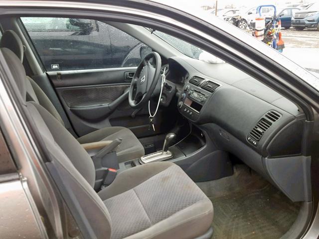 2HGES16305H017053 - 2005 HONDA CIVIC DX V GRAY photo 5