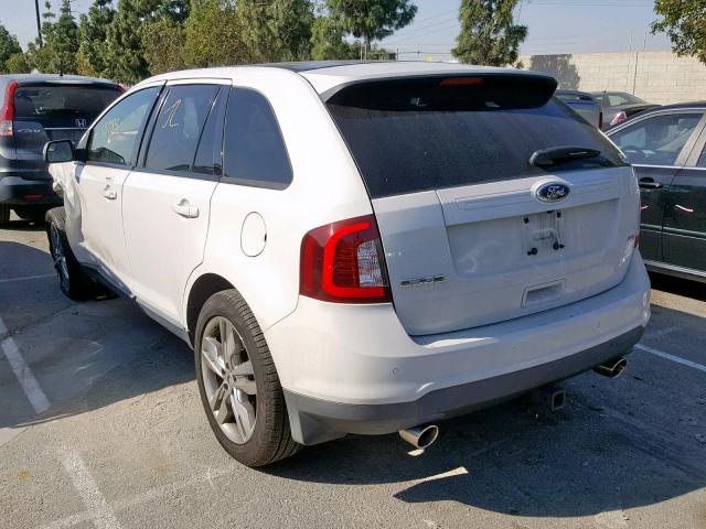 2FMDK3JC8DBA95428 - 2013 FORD EDGE SEL WHITE photo 3