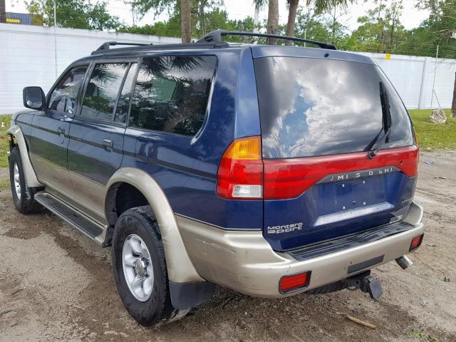 JA4LS41R1XP043981 - 1999 MITSUBISHI MONTERO SP BLUE photo 3