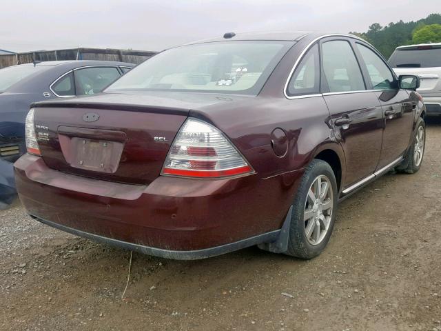 1FAHP24W89G117439 - 2009 FORD TAURUS SEL BURGUNDY photo 4