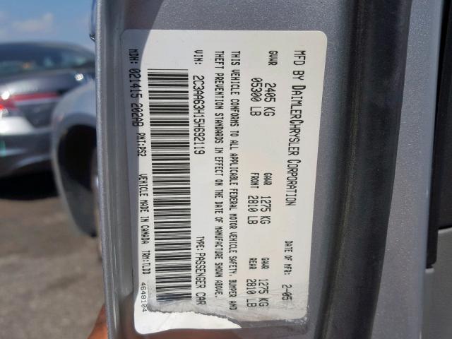 2C3AA63H15H692119 - 2005 CHRYSLER 300C SILVER photo 10