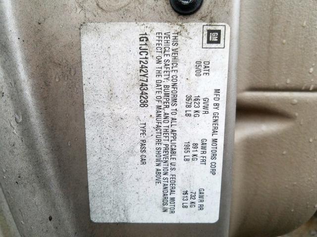 1G1JC1242Y7434238 - 2000 CHEVROLET CAVALIER  photo 10