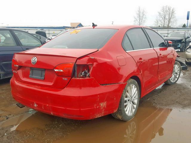 3VWLL7AJ0DM440112 - 2013 VOLKSWAGEN JETTA TDI RED photo 4