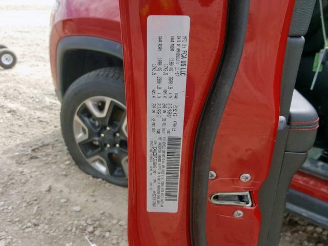 3C4NJDDB7JT238843 - 2018 JEEP COMPASS TR RED photo 10