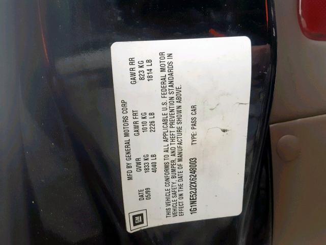 1G1NE52J2X6248003 - 1999 CHEVROLET MALIBU LS BLACK photo 10