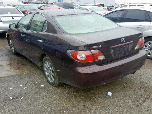 JTHBF30G825021706 - 2002 LEXUS ES 300 BURGUNDY photo 3