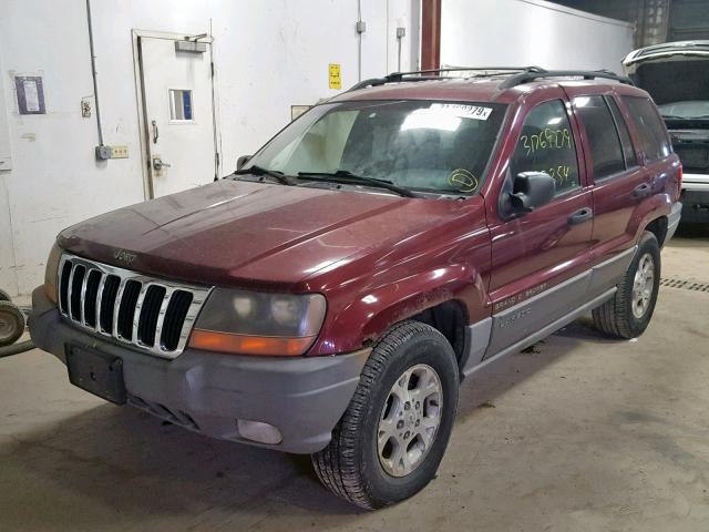 1J4GW48N2YC113716 - 2000 JEEP GRAND CHER BURGUNDY photo 2