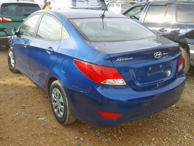 KMHCT4AE1HU186377 - 2017 HYUNDAI ACCENT SE BLUE photo 3