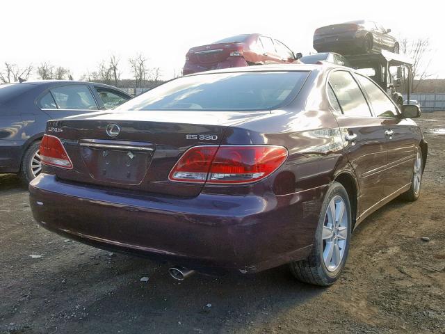 JTHBA30G155084844 - 2005 LEXUS ES 330 MAROON photo 4