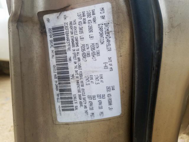 2C8GF68444R375701 - 2004 CHRYSLER PACIFICA  photo 10